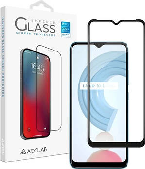 Захисне скло ACCLAB Full Glue для Realme C21Y (чорне) Paper pack