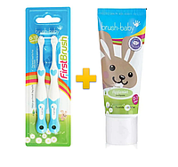 Комплект Brush-Baby First Brush (щітка First Brush (блакитна) + паста Applemint 50мл)