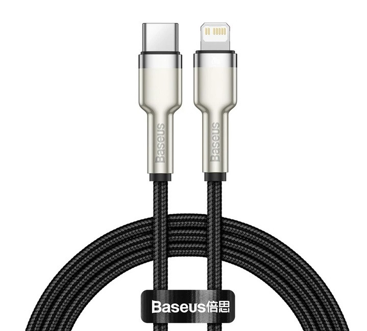 Кабель Baseus PD Type-C to Lightning Cafule Metal 20W/1m Black