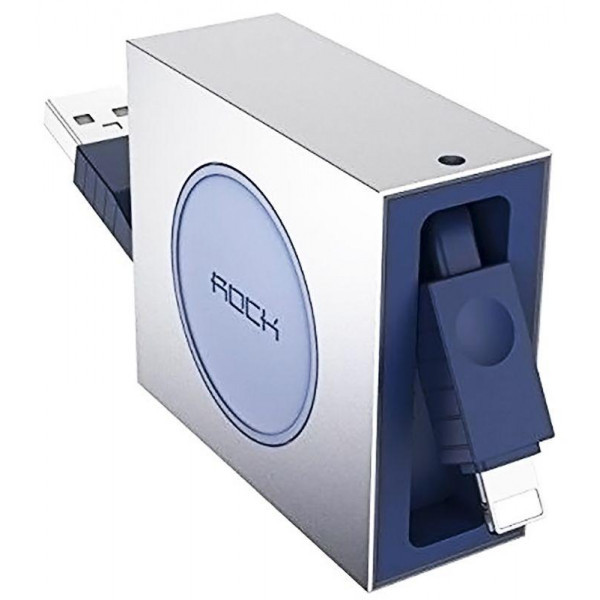 Кабель Rock Lightning Retractable Charge & Sync Cable 0,8M Blue