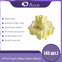 Набор Akko V3 pro Cream Yellow Switch 5 Pin Linear Switch тактильные свитчи переключатели Akko 45 шт.