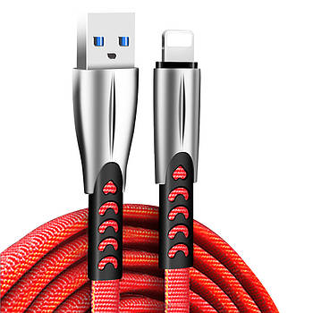 Кабель Colorway USB - Apple Lightning (zinc alloy) 2.4а 1м червоний (CW-CBUL010-RD)