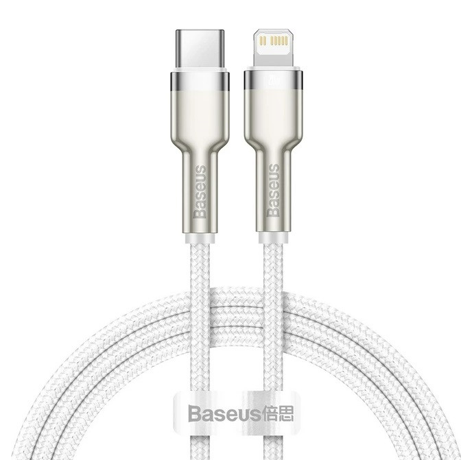 Кабель Baseus PD Type-C to Lightning Cafule Metal 20W/1m White