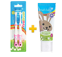 Комплект Brush-Baby First Brush (щетка First Brush (розовая) +паста Applemint 50мл)