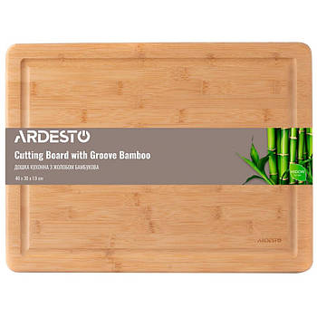 Дошка для нарізки Ardesto Midori з жолобом (40x30x1.9 см) бамбук (AR1440BG)
