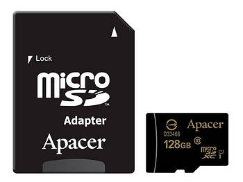 Карта пам'яті 128GB Apacer microSDXC (UHS-I) C10 (AP128GMCSX10U1-R) + adapter SD