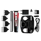 Машинка для стрижки волосся 10в1 "Geemy GM-592" Чорний/червоний, чоловічий тример для обличчя бороди/носа, фото 3