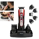 Машинка для стрижки волосся 10в1 "Geemy GM-592" Чорний/червоний, чоловічий тример для обличчя бороди/носа, фото 2