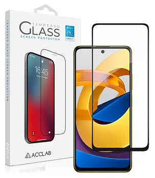 Захисне скло ACCLAB Full Glue для Xiaomi Poco M4 Pro 5G (чорне) Paper pack