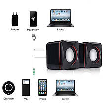 Колонки 2.0 JEDEL JD-CK4 USB + 3.5mm, 2x3W, 90Hz- 20KHz, з регулятором гучності, Black, BOX, фото 4