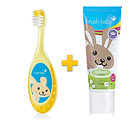 Комплект Brush-Baby FlossBrush (щетка FlossBrush (желтая) +паста Applemint 50мл)