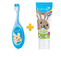Комплект Brush-Baby FlossBrush (щетка FlossBrush (голубая) +паста Applemint 50мл)