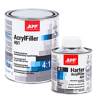 2К серый антикоррозийный наполнительный грунт APP AcrylFiller 401 + отвердитель - 1.25л (Комплект)