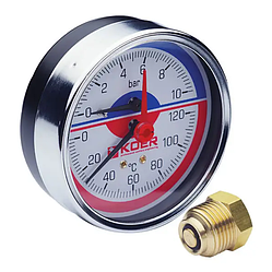 Термоманометр аксіальний 812A 10 BAR D=80ММ 1/2"