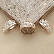 Комплект зі срібла з золотими напайками та білими фіанітами масивний