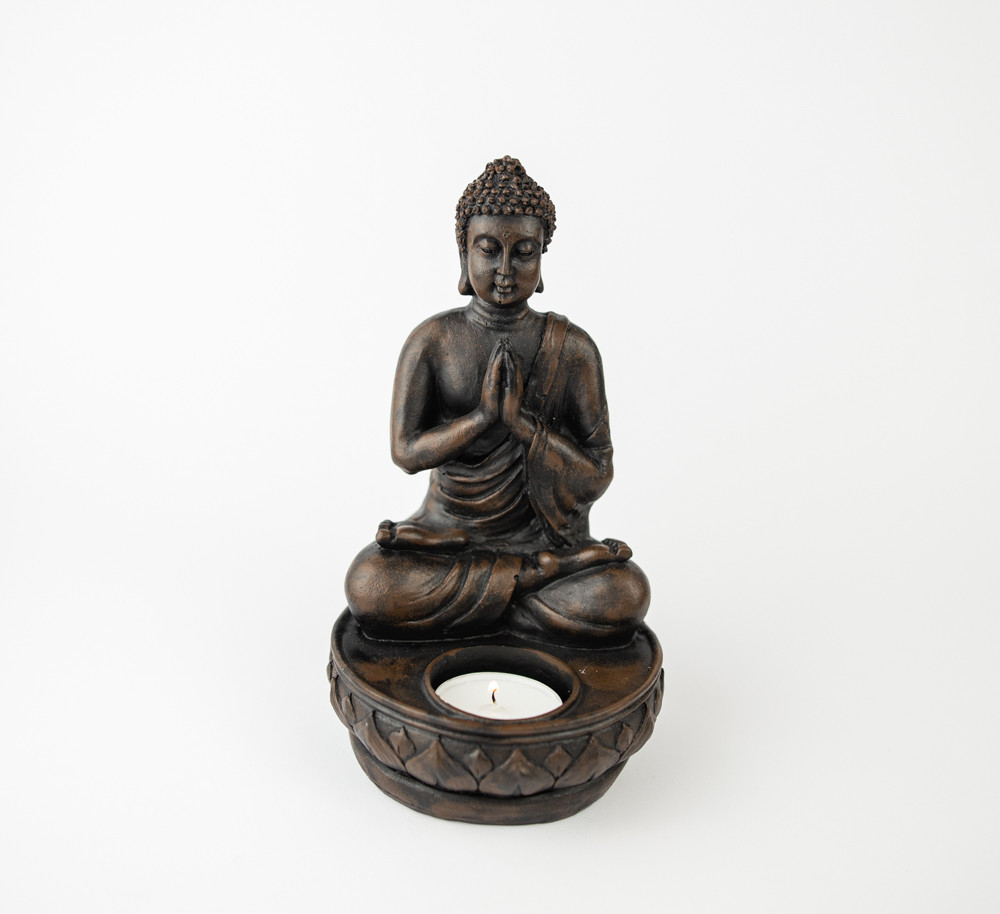 Підсвічник Будда (молиться) 20х12х12 см коричневий