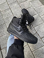 Мужские зимние кроссовки Nike Duckboot Black Обувь Найк Дакбут черные высокие мех зима Вьетнам