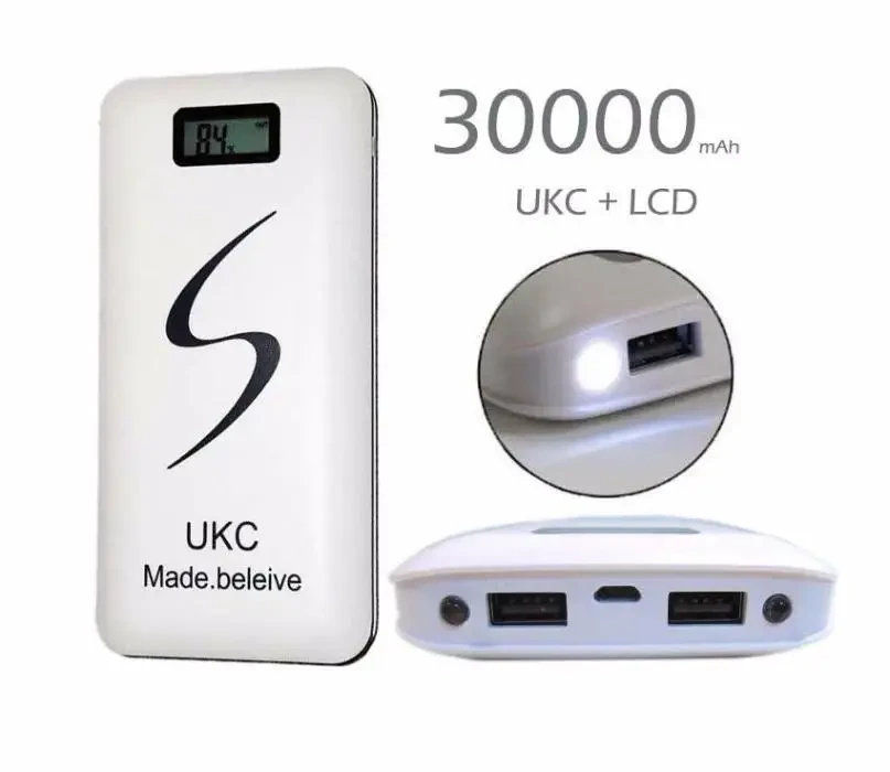 Внешний аккумулятор UKC 30000 mAh для заряда портативных устройств, Power Bank с LCD экраном - фото 2 - id-p1994330965