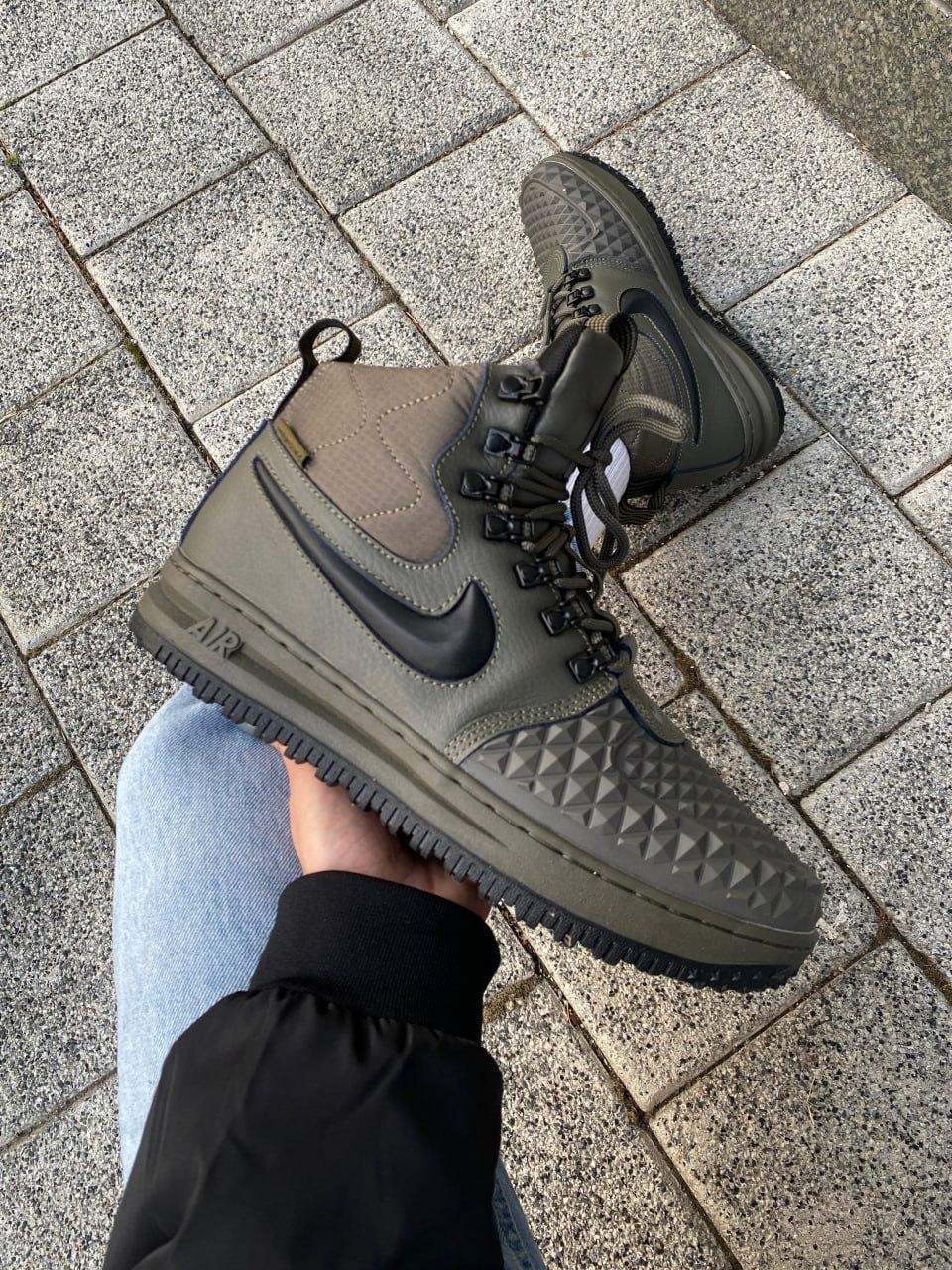 Чоловічі зимові кросівки Nike Duckboot Green Взуття Найк Дакбут Хакі високі хутро зима В'єтнам