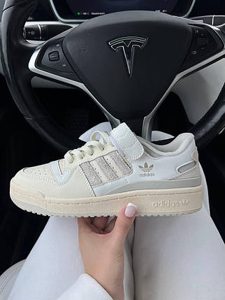 Жіночі Кросівки Adidas Forum 84 Low Cream White Grey / Адідас Форум 84 Низькі Кремові з Білим та Сірим, фото 1