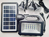 Кемпинговый LED фонарь GDTIMES GD-101 с солнечной панелью на 3 лампочки и powerbank 8402