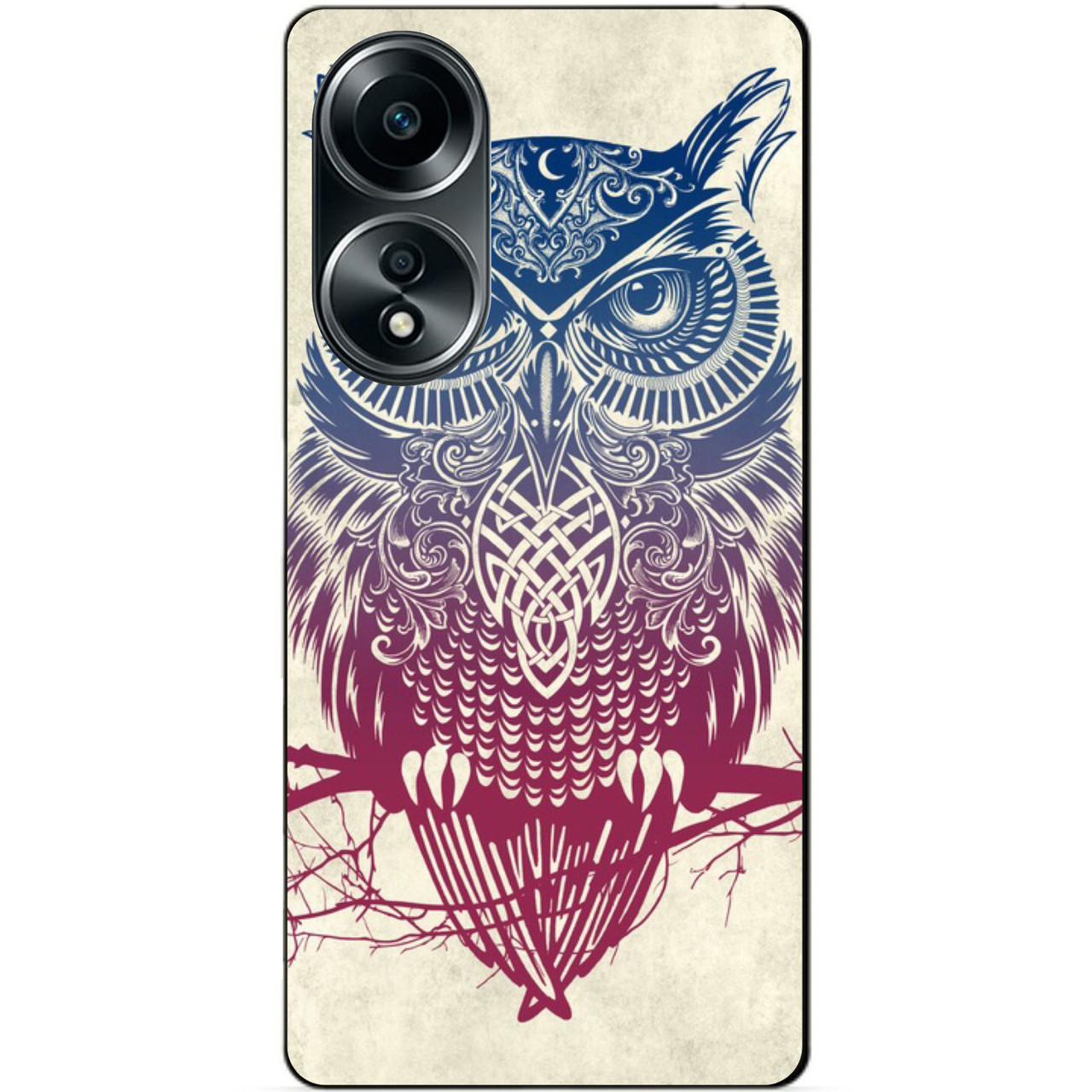 Силіконовий бампер чохол для Oppo A58 з малюнком Сова