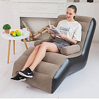 Надувной диван S-образной формы 140х85x80см / Мягкое надувное кресло для отдыха / Велюровый диван