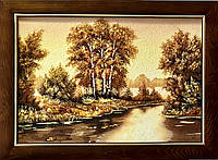 Картина пейзаж из янтаря " Осень "