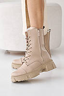 Жіночі черевики шкіряні зимові бежеві Emirro 1087-505 два замка на хутрі, Розмір: 36, 37, 38