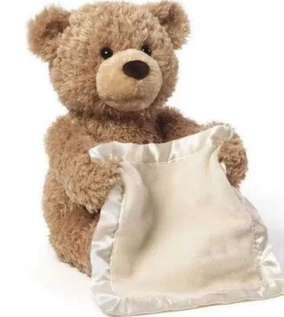 М'яка інтерактивна іграшка Ведмедик із хусткою грає в хованки, фото 1