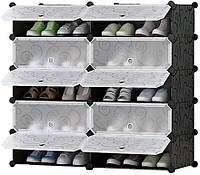 Пластиковый модульный шкаф органайзер для обуви 74х38х89 см Сборный портативный органайзер комод