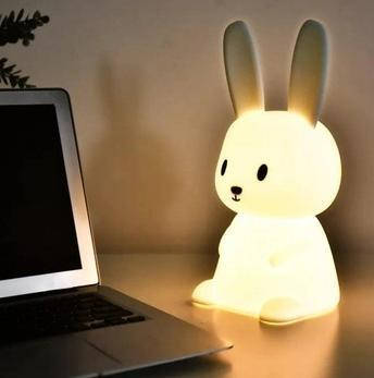 Силіконовий дитячий нічник Зайчик, 7 режимів світіння, дитячі нічники, фото 1