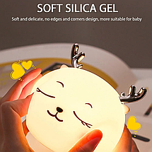 Силіконовий дитячий нічник Оленя з акумулятором, USB-нічник-світильник, фото 3