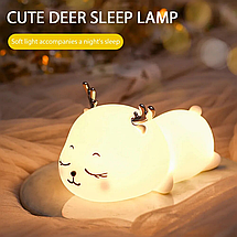 Силіконовий дитячий нічник Оленя з акумулятором, USB-нічник-світильник, фото 4