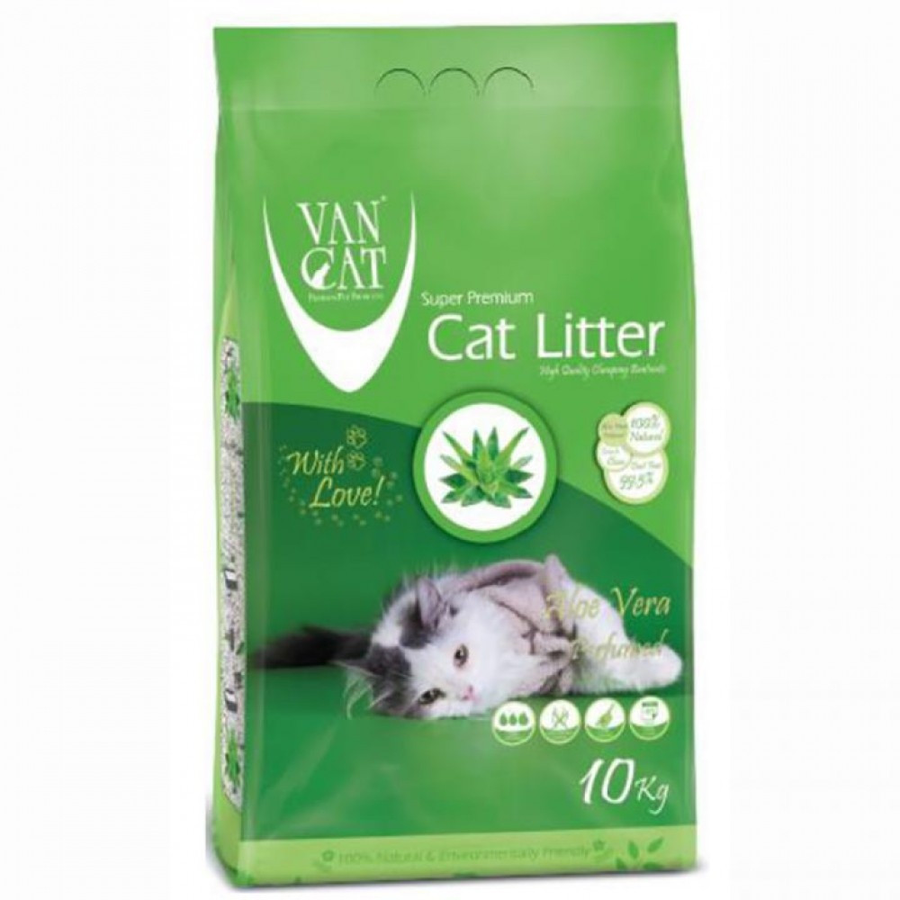 Бентонітовий наповнювач для котів Van Cat Aloe Vera (0.6-2.25 мм) Ван Кет Аромат Алое Вера 10 кг (55451), фото 1