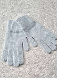Жіночі теплі рукавички. Світло голубі. Небесний колір. Матеріал: ангора, віскоза