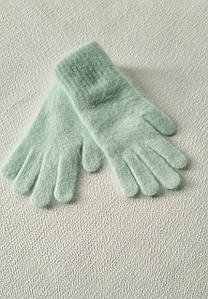 Жіночі теплі рукавички. Светло зелене. М'ята. Матеріал: ангора, віскоза
