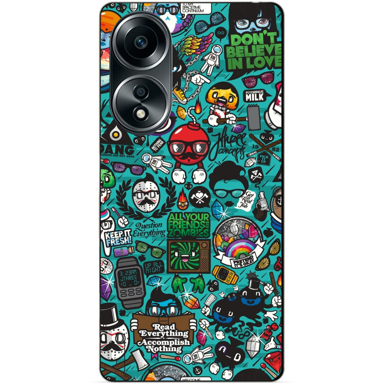 Силіконовий бампер чохол для Oppo A58 з малюнком Стикери