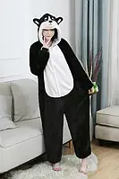 Теплая мужская и женская пижама кигуруми Хаски Черный