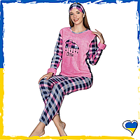 Пижама махровая розовая. Пижама теплая. Пижама флис. Пижама женская, для девочек M, L, XL