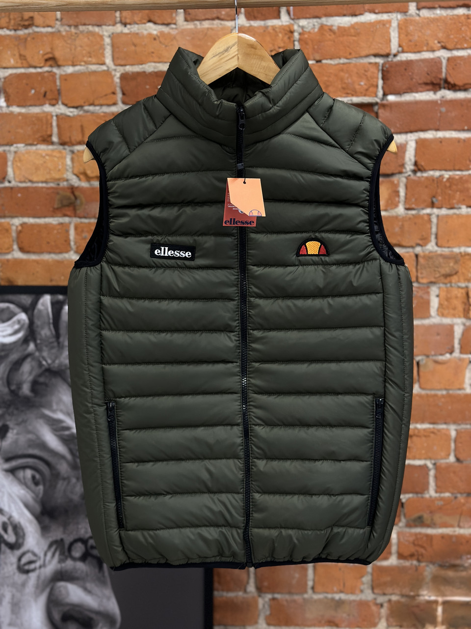 Чоловічий жилет Ellesse хакі без капюшона весняна осіння Безрукавка Еліс спортивна