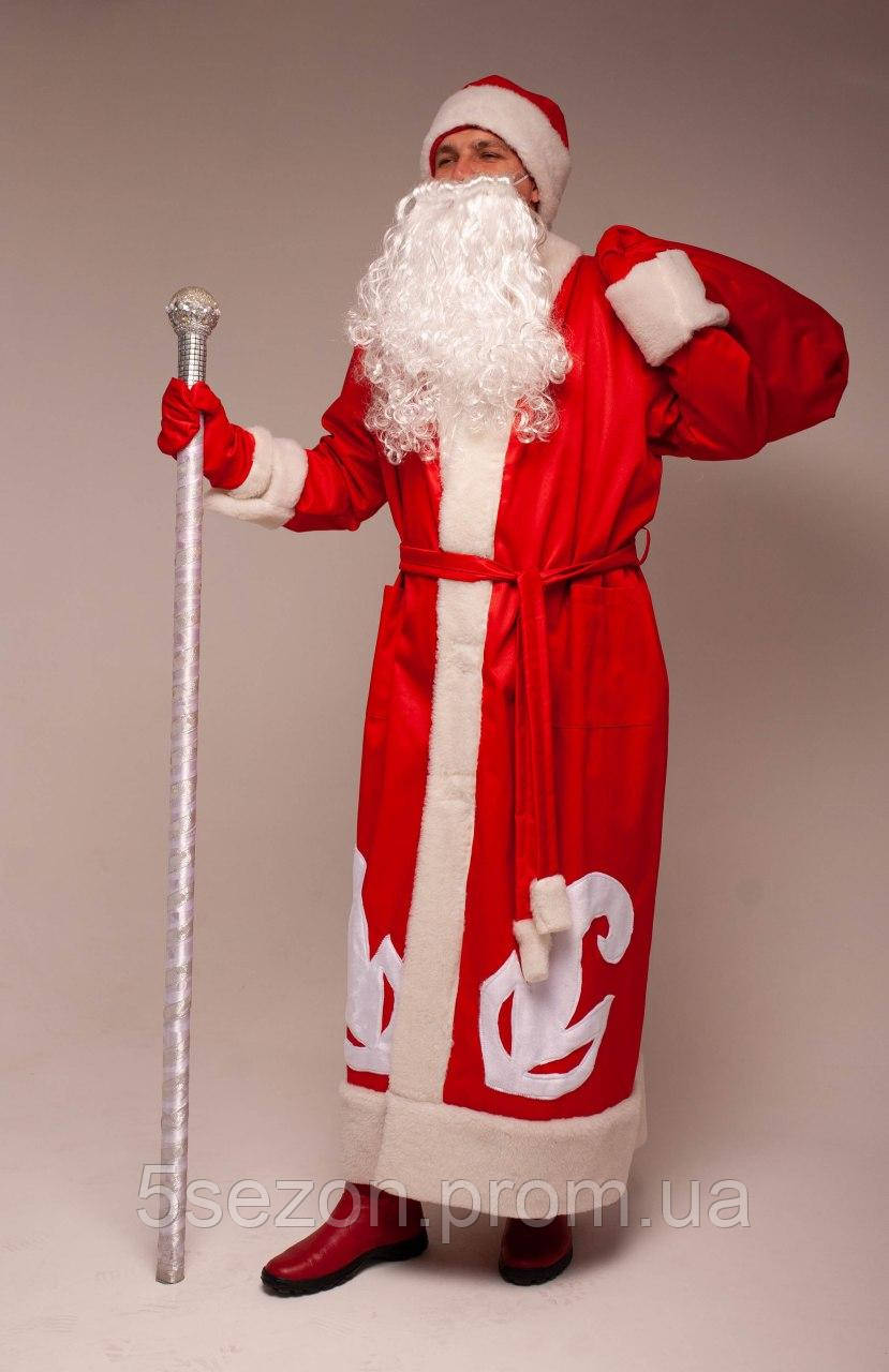 Костюм Діда Мороза котоновий 56 розміру червоного кольору