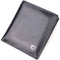 Компактный бумажник для денег из натуральной гладкой кожи ST Leather Черный BuyIT Компактний гаманець для