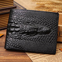 Чоловічий шкіряний гаманець з крокодилом чорний BuyIT