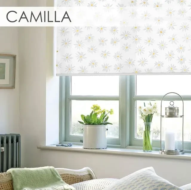 Тканинні ролети Ромашки. Camilla Білий,