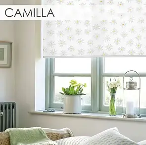 Тканинні ролети Ромашки. Camilla Білий,