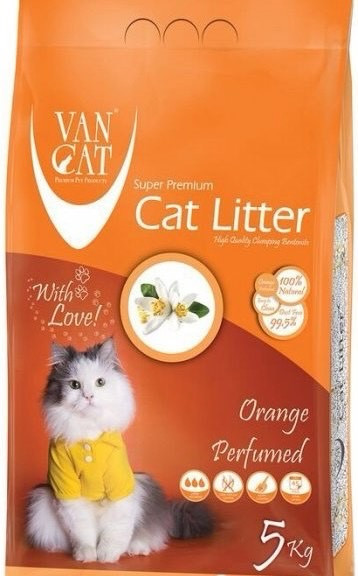 Бентонітовий наповнювач для котів Van Cat Orange, що комкується, 3-5 мм з ароматом апельсина 5 кг (55446), фото 1