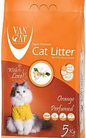 Бентонитовый наполнитель для котов Van Cat Orange комкующийся 3-5 мм с ароматом апельсина 5 кг (55446)