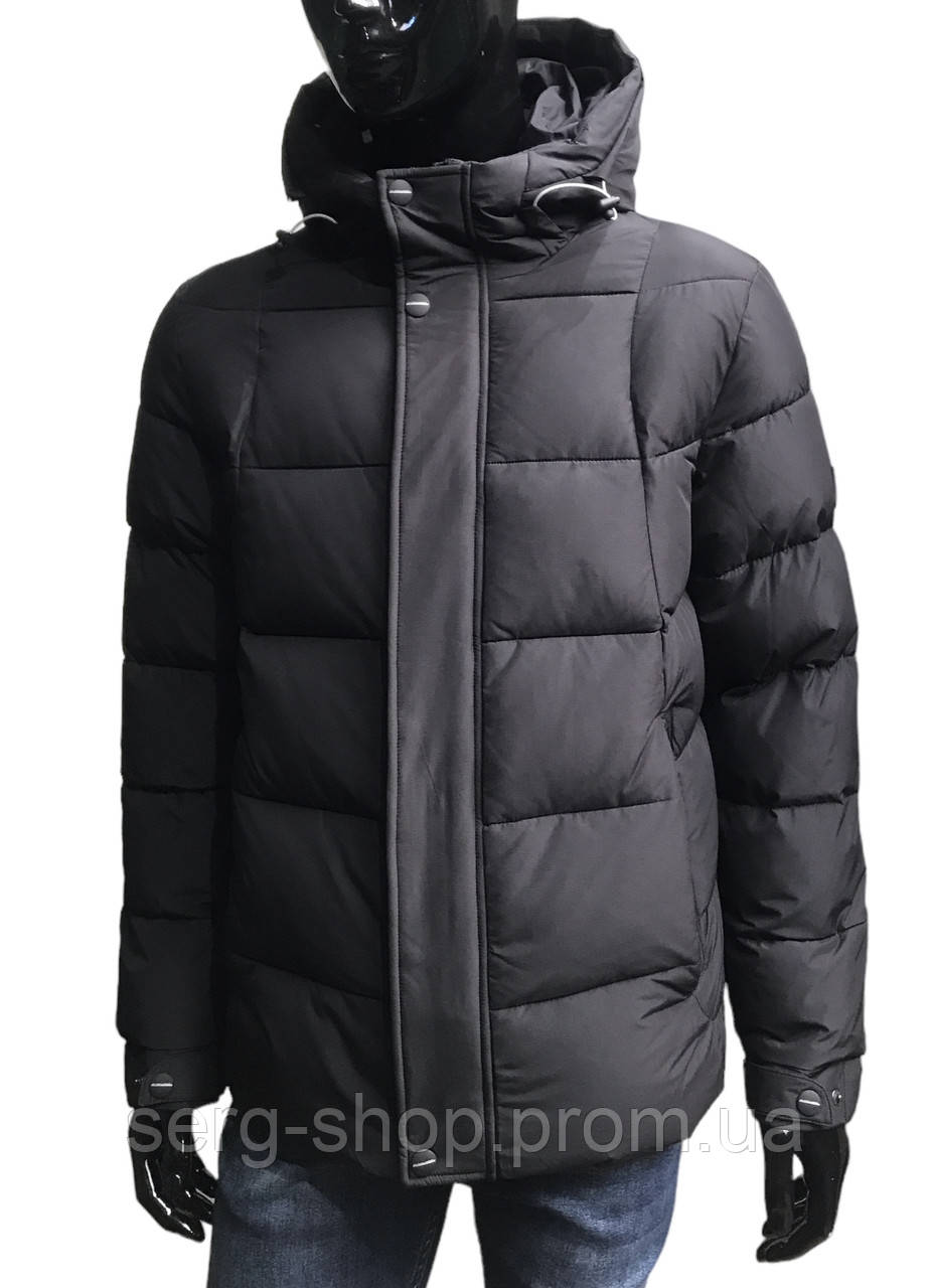 Куртка чоловіча зимова / BLACK VINYL / Чорна / Люкс якості / Коротка