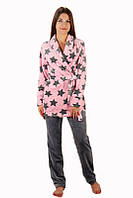 Комплект махровий халат и штани женская пижама Розовый, 50